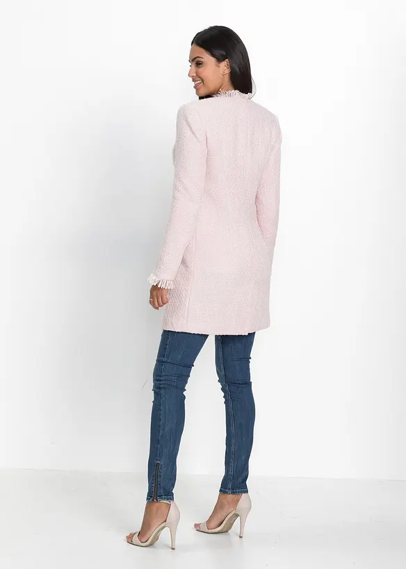 Bouclé Longblazer in rosa von hinten (im Anschnitt) - bonprix Bouclé Longblazer in rosa von hinten (im Anschnitt) - bonprix