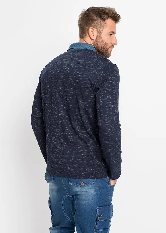 Poloshirt aus reiner Baumwolle in blau von hinten (im Anschnitt) - bonprix