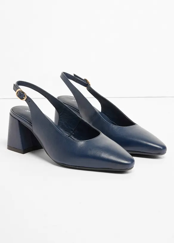 Slingpumps aus Leder in blau - bonprix