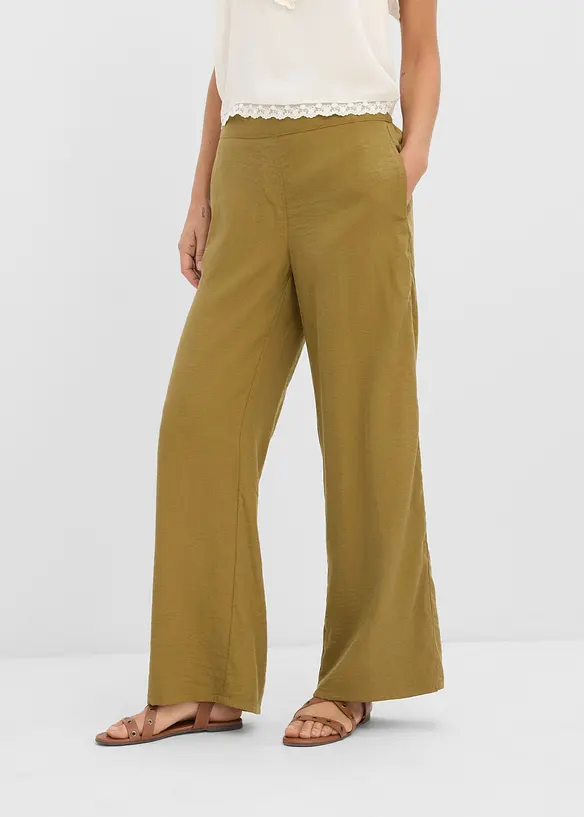 Palazzo-Hose aus Viskose-Mix in grün von vorne - bonprix Palazzo-Hose aus Viskose-Mix in grün von vorne - bonprix