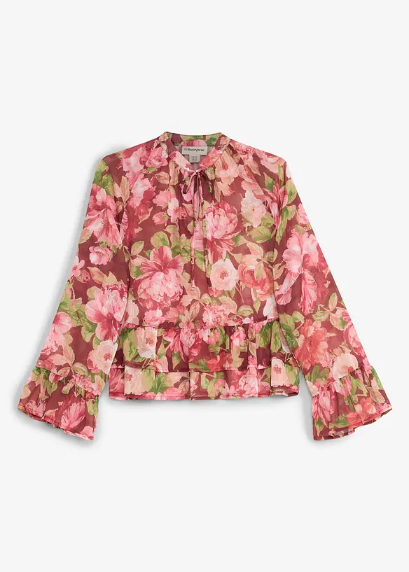Chiffonbluse mit Volants in rot von vorne - bonprix Chiffonbluse mit Volants in rot von vorne - bonprix