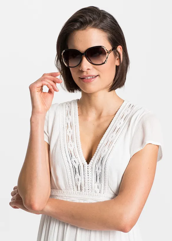 Sonnenbrille mit dekorativen Details in braun von vorne (im Anschnitt) - bonprix