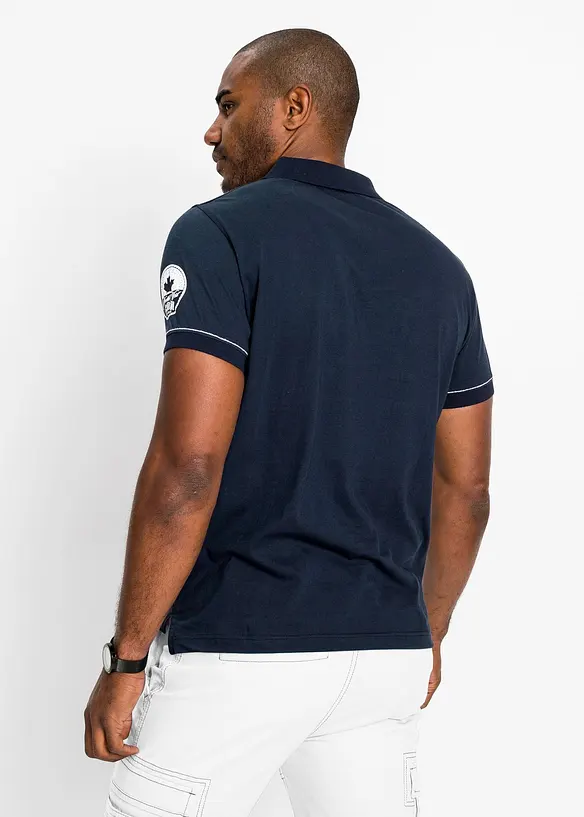 Poloshirt aus reiner Baumwolle in blau von hinten (im Anschnitt) - bonprix