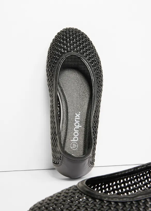 Ballerinas aus Soft-Material in schwarz - bonprix