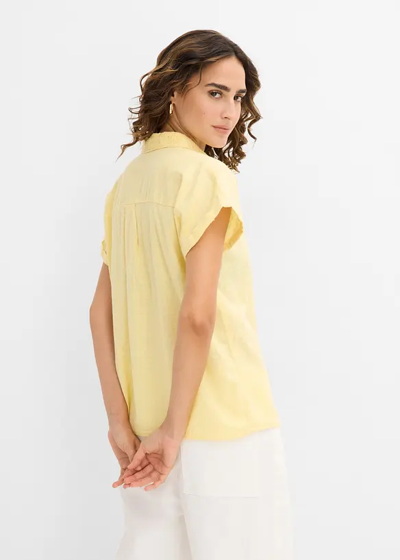 Baumwoll-Bluse mit Lochstickerei in gelb von hinten (im Anschnitt) - bonprix
