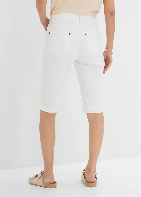 Jeans Bermuda Mid Waist mit gekrempeltem Saum in weiß von hinten - bonprix Jeans Bermuda Mid Waist mit gekrempeltem Saum in weiß von hinten - bonprix