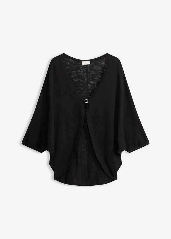Feinstrickjacke aus reiner Baumwolle in schwarz von vorne - bonprix