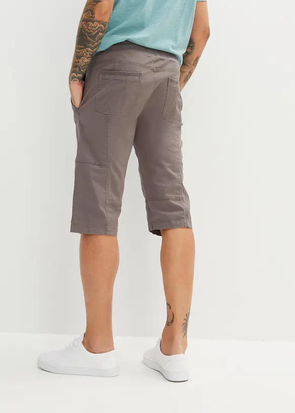 Long-Bermuda mit Dehnbund in Regular Fit in grau von hinten - bonprix