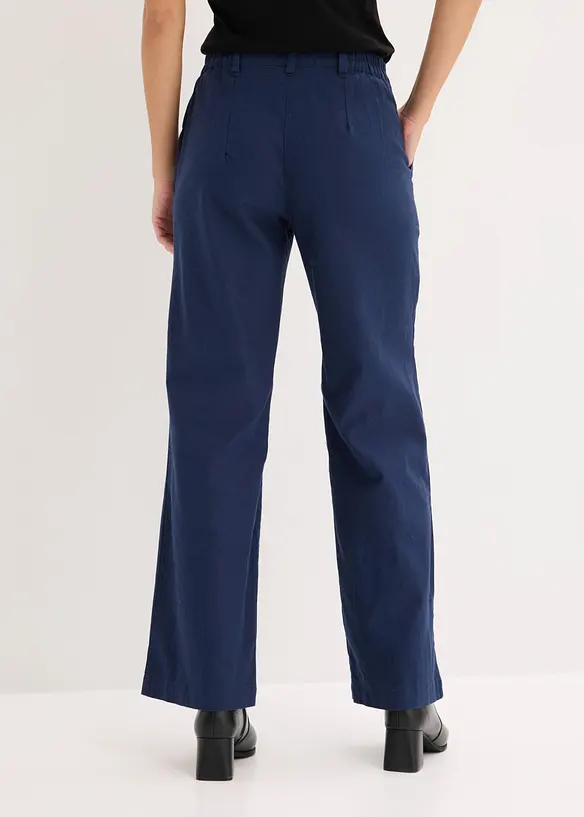 Webhose aus Leinen-Baumwoll-Mix in blau von hinten - bonprix