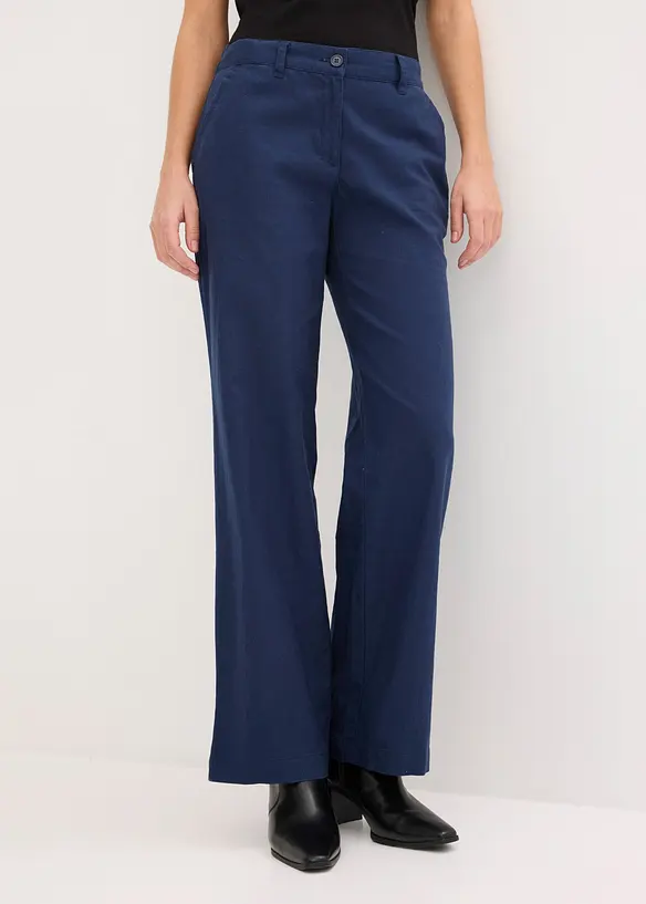 Webhose aus Leinen-Baumwoll-Mix in blau von vorne - bonprix