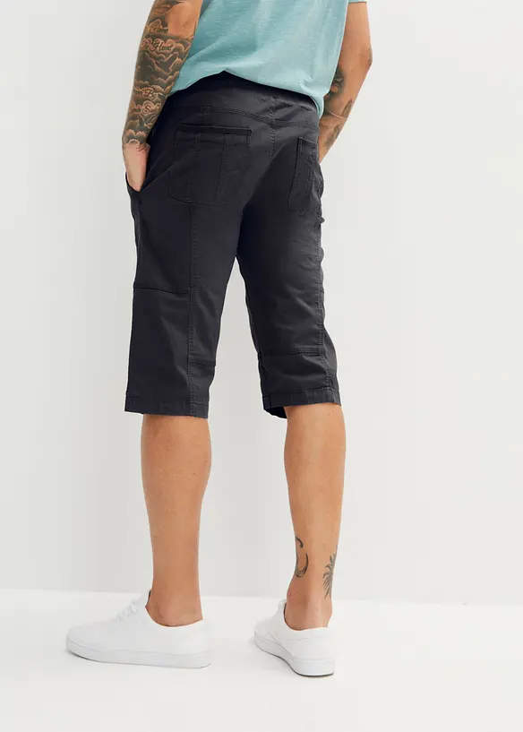 Long-Bermuda mit Dehnbund in Regular Fit in grau von hinten - bonprix