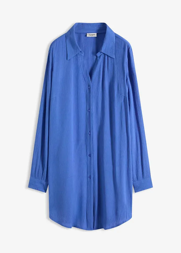 Strandblusenkleid aus fließender Viskose in blau von vorne - bonprix