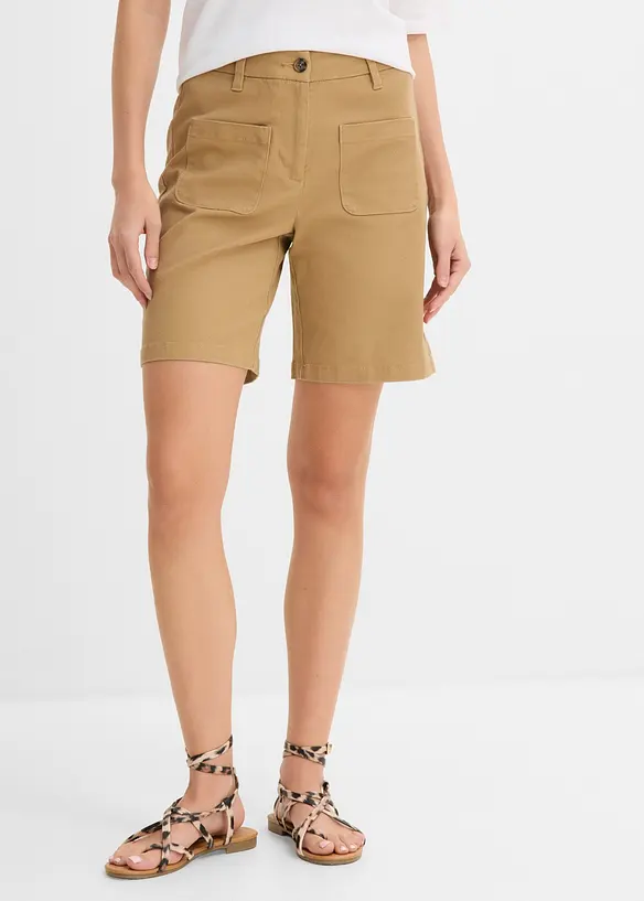 Bermuda aus Baumwoll-Mix in beige von vorne - bonprix