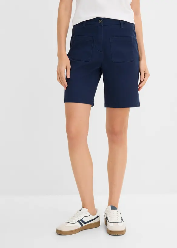 Bermuda aus Baumwoll-Mix in blau von vorne - bonprix