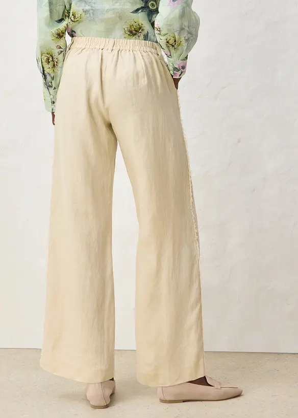 Leinenhose mit weitem Bein in beige von hinten - bonprix Leinenhose mit weitem Bein in beige von hinten - bonprix