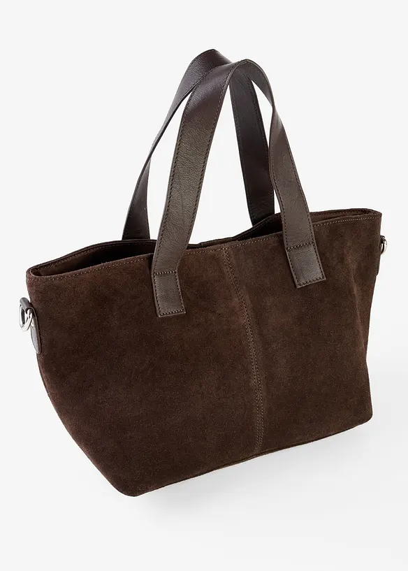 Handtasche aus Veloursleder in braun von hinten - bonprix