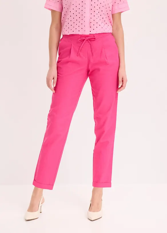 Leinenhose aus reinem Leinen in pink von vorne - bonprix Leinenhose aus reinem Leinen in pink von vorne - bonprix