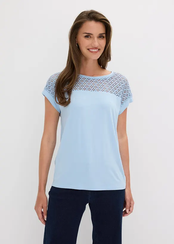 Shirt aus softem Viskose-Mix in blau von vorne (im Anschnitt) - bonprix Shirt aus softem Viskose-Mix in blau von vorne (im Anschnitt) - bonprix