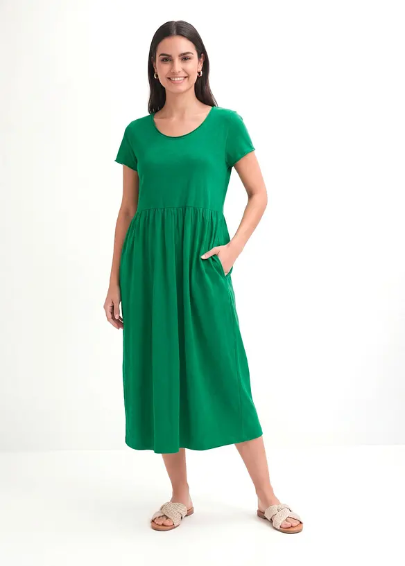 Shirtkleid aus Bio-Baumwolle in grün von vorne (Totalaufnahme) - bonprix Shirtkleid aus Bio-Baumwolle in grün von vorne (Totalaufnahme) - bonprix