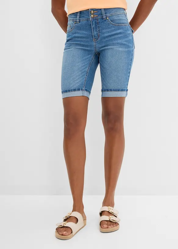 Jeans-Bermuda Mid Waist in blau von vorne - bonprix