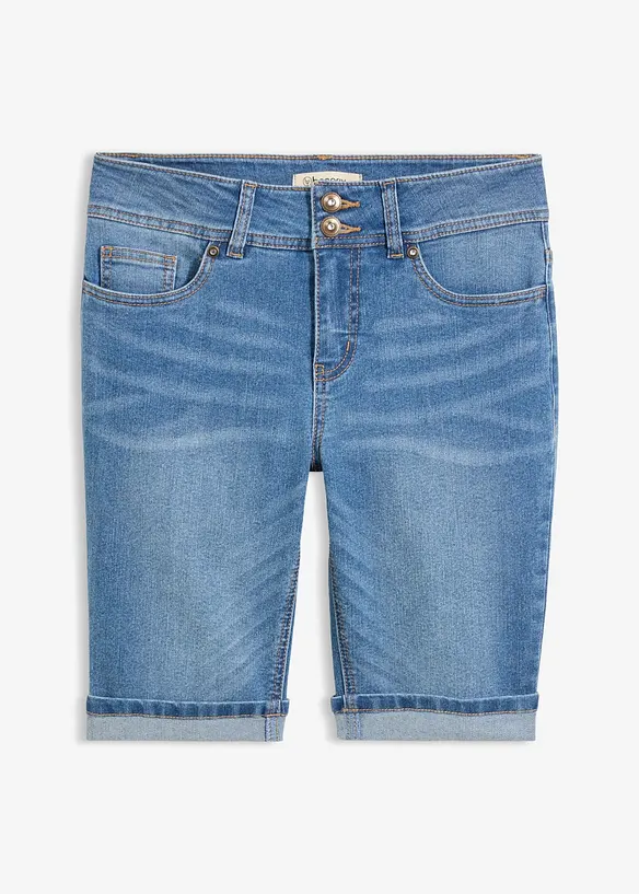 Jeans-Bermuda Mid Waist in blau von vorne - bonprix
