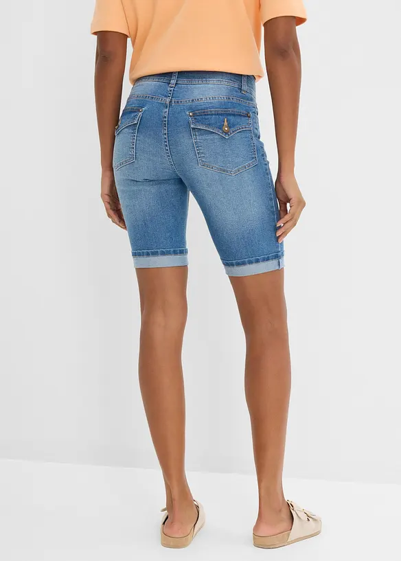 Jeans-Bermuda Mid Waist in blau von hinten - bonprix