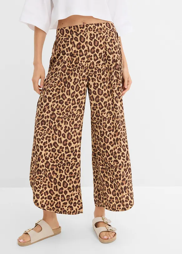Palazzo-Hose mit Schlitz in beige von vorne - bonprix Palazzo-Hose mit Schlitz in beige von vorne - bonprix