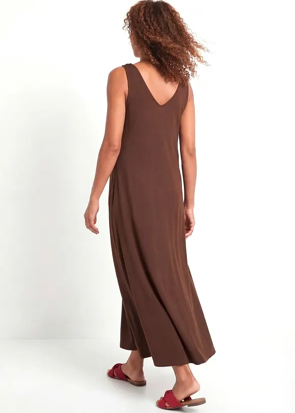 Jerseykleid aus reiner Baumwolle in braun von hinten (Totalaufnahme) - bonprix Jerseykleid aus reiner Baumwolle in braun von hinten (Totalaufnahme) - bonprix