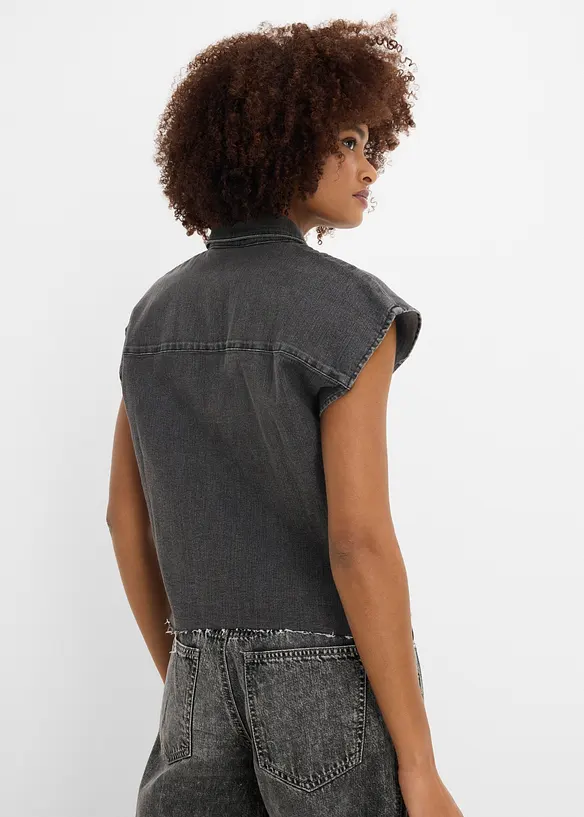 Kurze Boxy-Jeansbluse in schwarz von hinten (im Anschnitt) - bonprix Kurze Boxy-Jeansbluse in schwarz von hinten (im Anschnitt) - bonprix