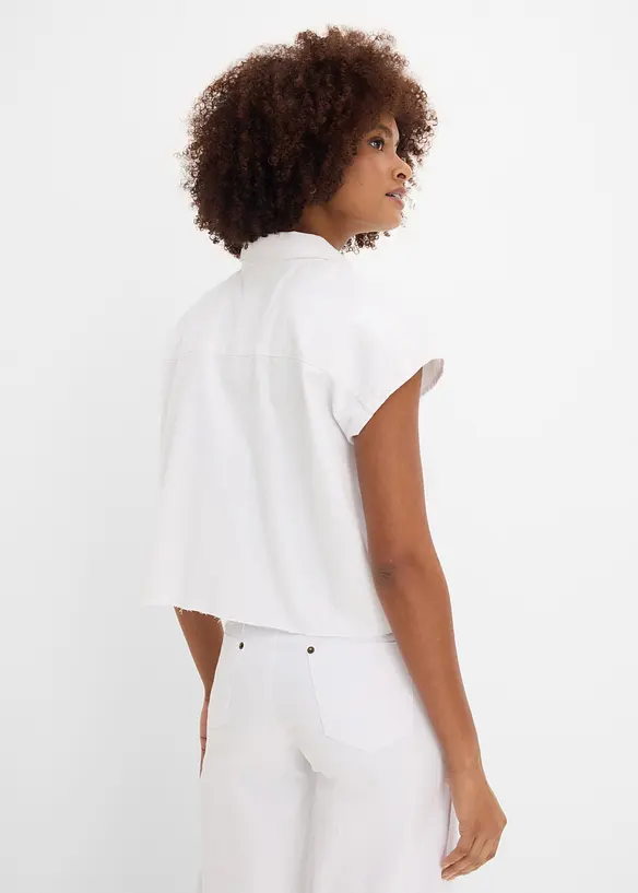 Kurze Boxy-Jeansbluse in weiß von hinten (im Anschnitt) - bonprix Kurze Boxy-Jeansbluse in weiß von hinten (im Anschnitt) - bonprix