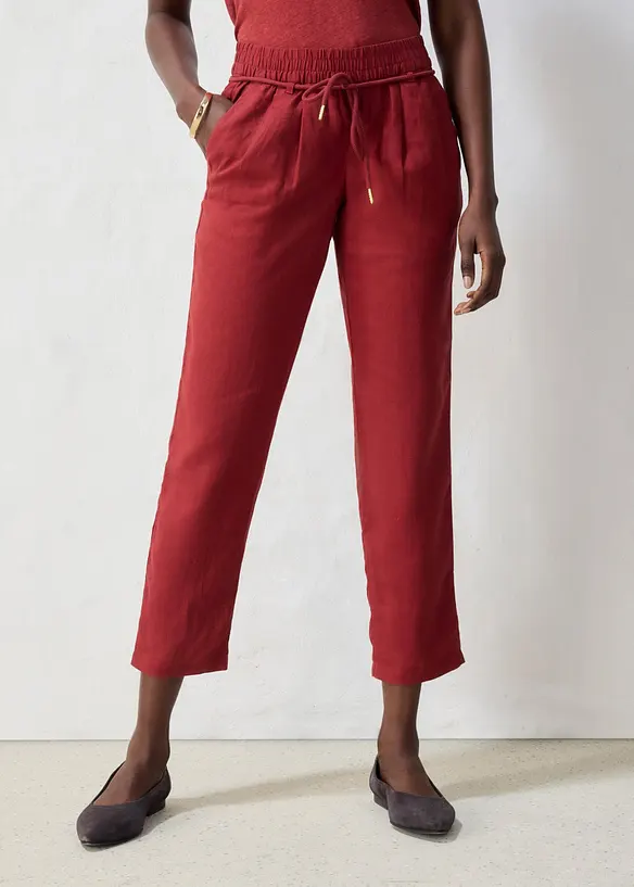 Schlupfhose aus reinem Leinen in rot von vorne - bonprix