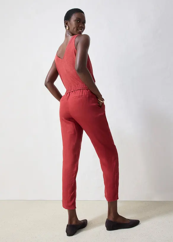 Schlupfhose aus reinem Leinen in rot von hinten - bonprix