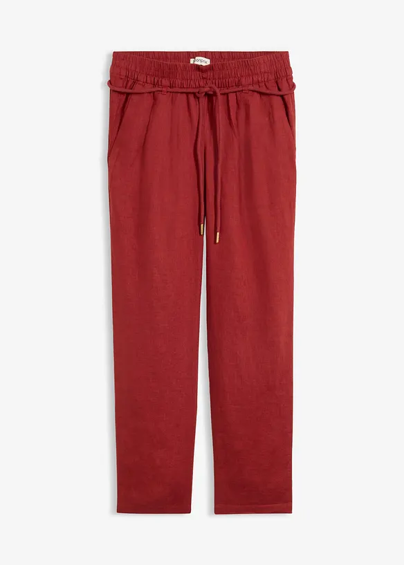 Schlupfhose aus reinem Leinen in rot von vorne - bonprix