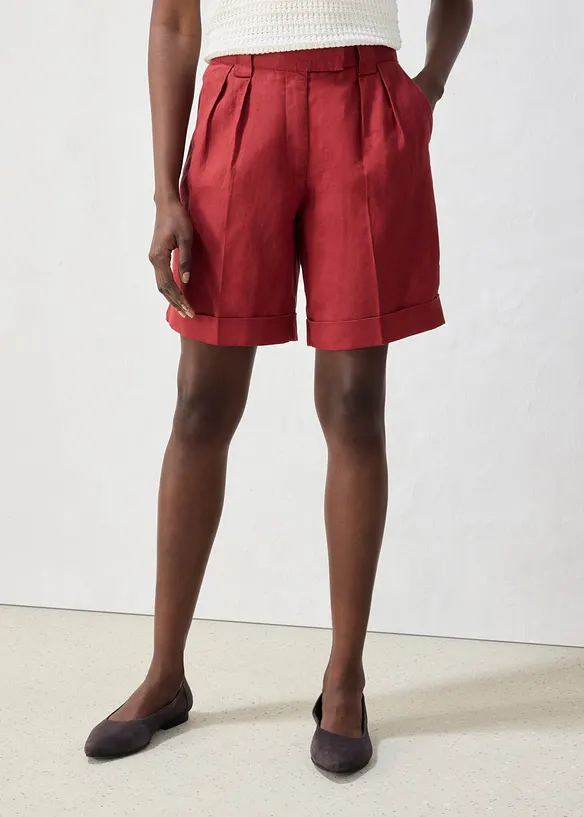 Bermudashorts aus reinem Leinen in rot von vorne - bonprix Bermudashorts aus reinem Leinen in rot von vorne - bonprix