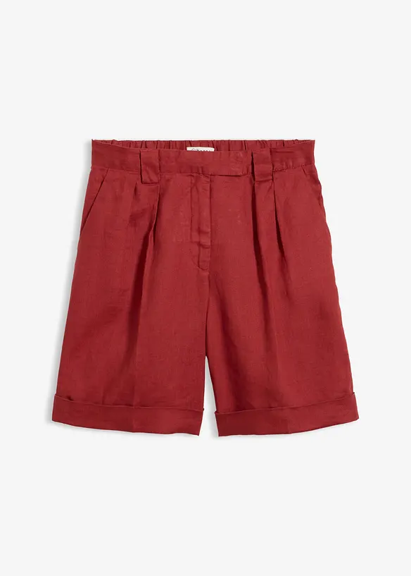 Bermudashorts aus reinem Leinen in rot von vorne - bonprix Bermudashorts aus reinem Leinen in rot von vorne - bonprix