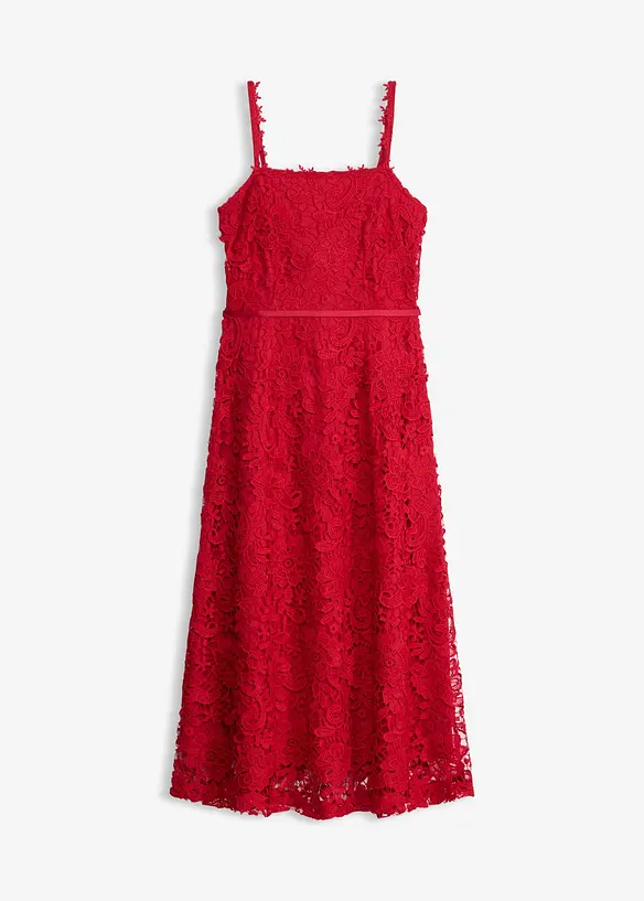 Spitzenkleid mit dekorierten Trägern in rot von vorne - bonprix Spitzenkleid mit dekorierten Trägern in rot von vorne - bonprix