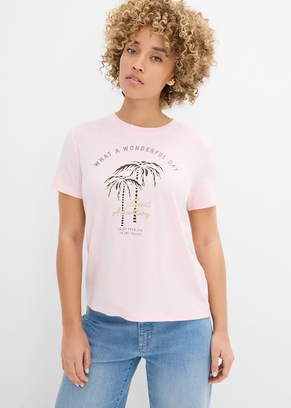 T-Shirt aus elastischem Viskose-Mix in rosa von vorne (im Anschnitt) - bonprix T-Shirt aus elastischem Viskose-Mix in rosa von vorne (im Anschnitt) - bonprix
