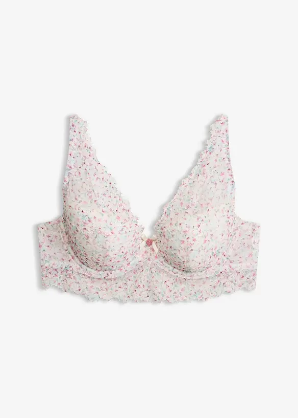Schalen-BH mit floral bedruckter Spitze in weiß von vorne - bonprix