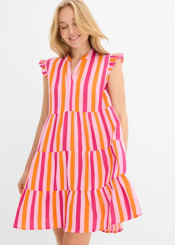 Musselin-Tunikakleid aus reiner Baumwolle in rosa von vorne (Totalaufnahme) - bonprix Musselin-Tunikakleid aus reiner Baumwolle in rosa von vorne (Totalaufnahme) - bonprix