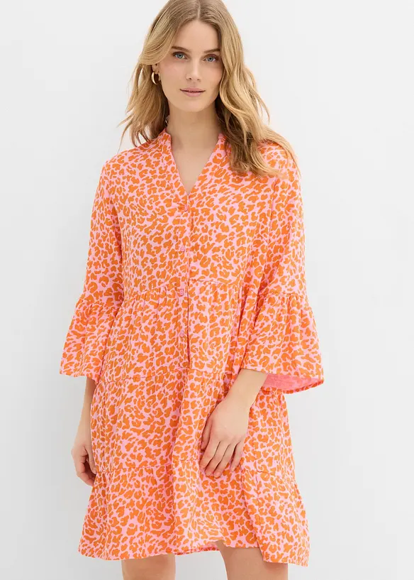 Musselin-Tunikakleid aus reiner Baumwolle in orange von vorne (Totalaufnahme) - bonprix Musselin-Tunikakleid aus reiner Baumwolle in orange von vorne (Totalaufnahme) - bonprix