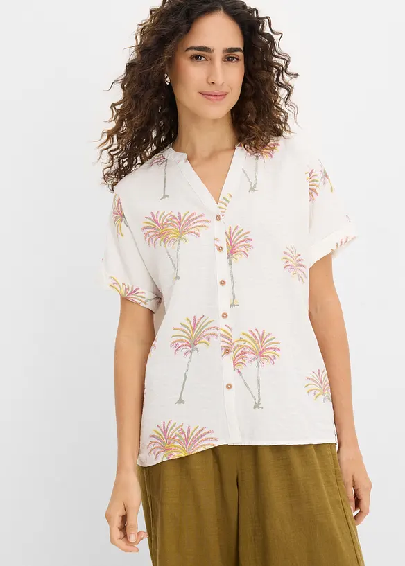 Bluse aus Viskose-Mix in weiß von vorne (im Anschnitt) - bonprix