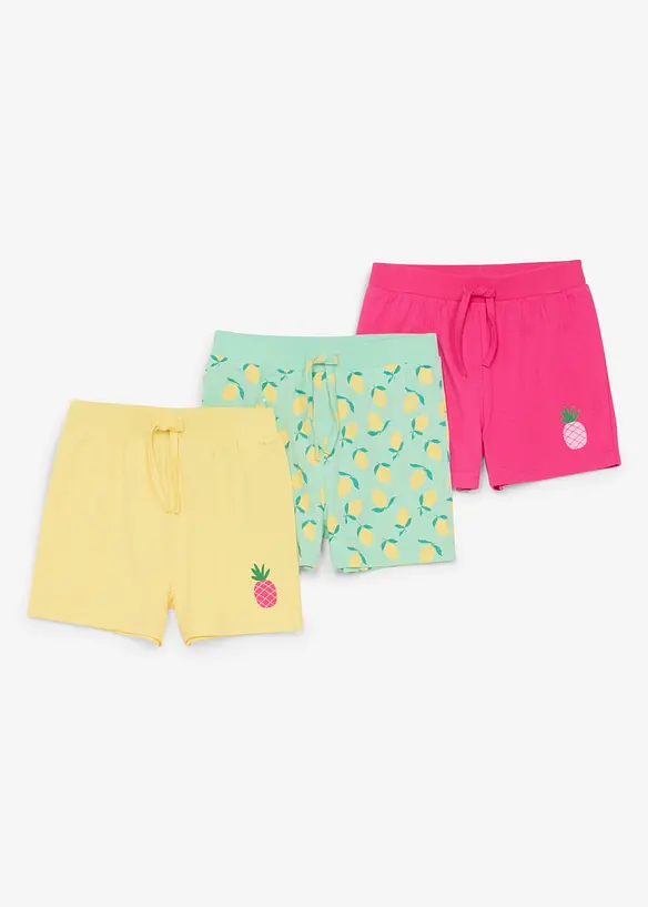 Jersey-Shorts aus reiner Bio-Baumwolle (3er Pack) in grün von vorne - bonprix