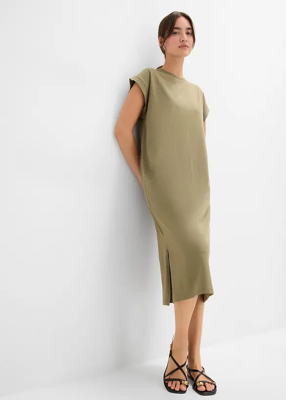 Jerseykleid aus Bio-Baumwoll-Mix in grün von vorne (Totalaufnahme) - bonprix Jerseykleid aus Bio-Baumwoll-Mix in grün von vorne (Totalaufnahme) - bonprix