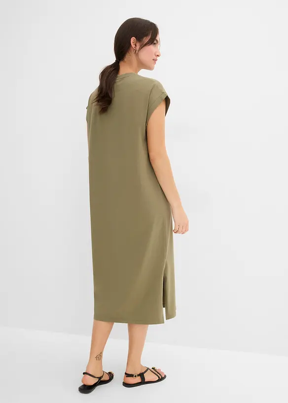 Jerseykleid aus Bio-Baumwoll-Mix in grün von hinten (Totalaufnahme) - bonprix Jerseykleid aus Bio-Baumwoll-Mix in grün von hinten (Totalaufnahme) - bonprix