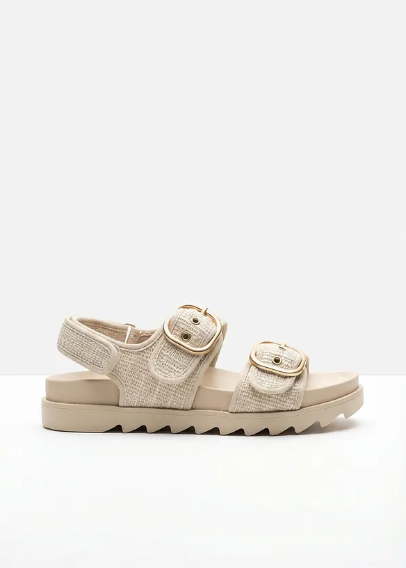 Plateau-Sandalen in Bouclé-Optik in beige - bonprix Plateau-Sandalen in Bouclé-Optik in beige - bonprix