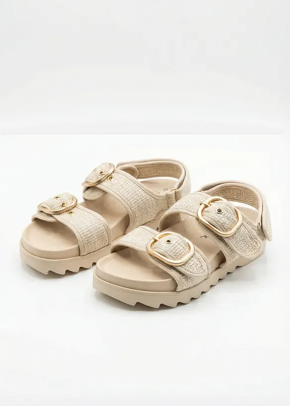 Plateau-Sandalen in Bouclé-Optik in beige - bonprix Plateau-Sandalen in Bouclé-Optik in beige - bonprix
