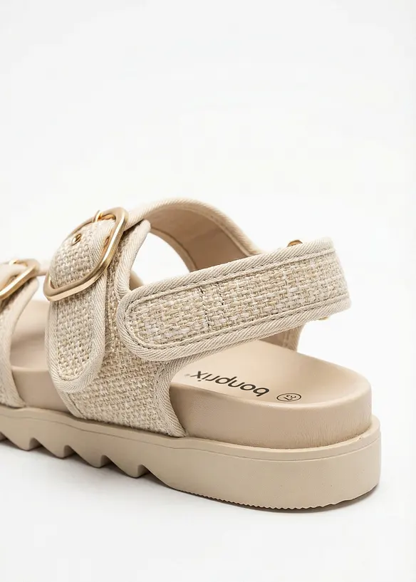 Plateau-Sandalen in Bouclé-Optik in beige - bonprix Plateau-Sandalen in Bouclé-Optik in beige - bonprix