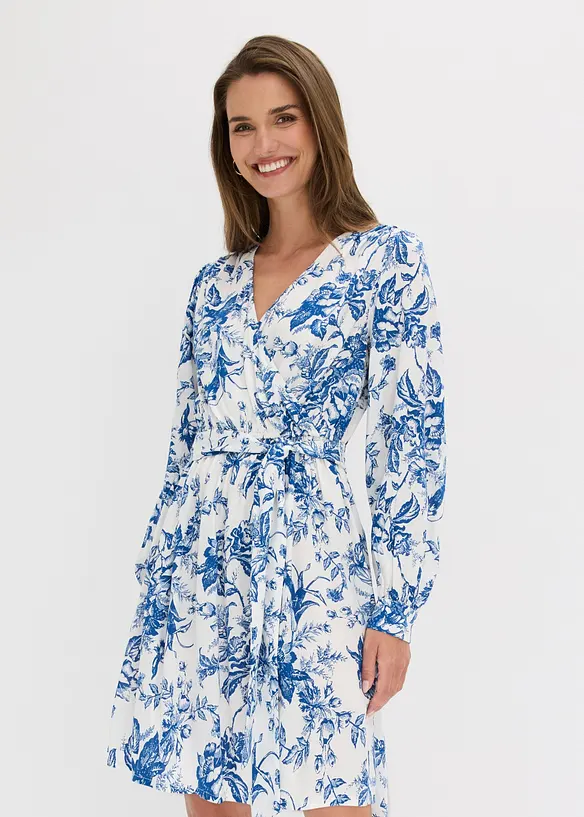 Kleid aus fließender Viskose in weiß von vorne (Totalaufnahme) - bonprix Kleid aus fließender Viskose in weiß von vorne (Totalaufnahme) - bonprix