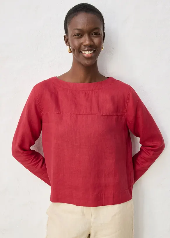 Tunika aus reinem Leinen in rot von vorne (im Anschnitt) - bonprix Tunika aus reinem Leinen in rot von vorne (im Anschnitt) - bonprix