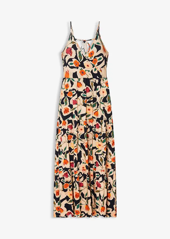 Maxikleid aus softem Viskose-Mix in schwarz von vorne - bonprix